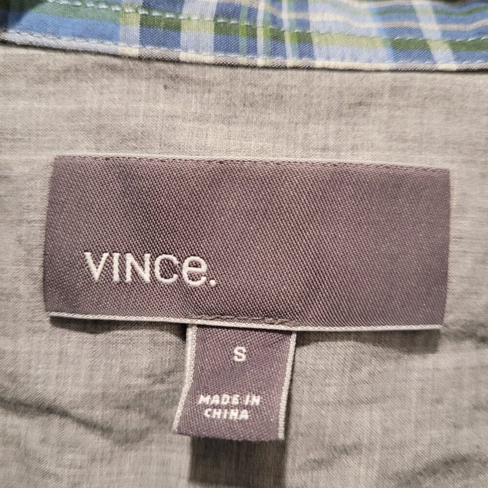 Vince Blue Plaid Button Front Cotton Shirt Small - Picture 5 of 5